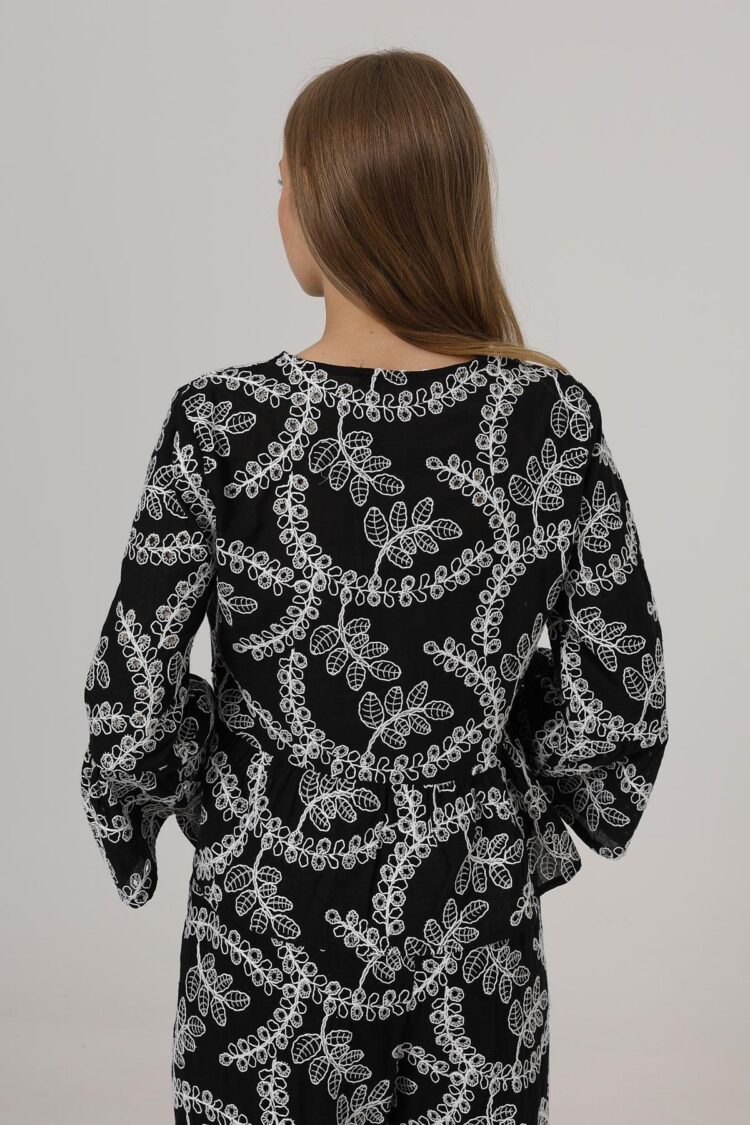 Bow Tie Embroidered Blouse