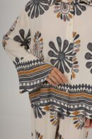 Patterned Sleeves Ruffle Trousers Set - Brand: Reyon - Women's Clothing Wholesale - Globality Store