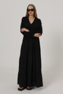 Half Button Front Long Sleeve Belted Dress - Brand: Reyon - Women's Clothing Wholesale - Globality Store