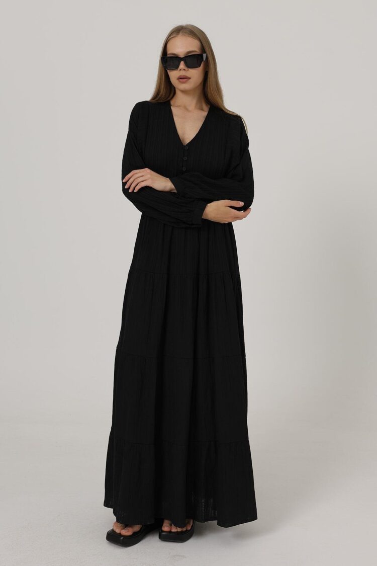 Half Button Front Long Sleeve Belted Dress - Brand: Reyon - Women's Clothing Wholesale - Globality Store