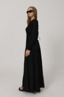 Half Button Front Long Sleeve Belted Dress - Brand: Reyon - Women's Clothing Wholesale - Globality Store