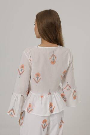 Bow Tie Embroidered Blouse - Brand: Reyon - Women's Clothing Wholesale - Globality Store