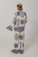 Patterned Sleeves Ruffle Trousers Suit - Brand: Reyon - Women's Clothing Wholesale - Globality Store