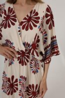 Patterned Half Sleeve Dress - Red - Brand: Reyon - Women's Clothing Wholesale - Globality Store