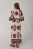 Patterned Half Sleeve Dress - Red - Brand: Reyon - Women's Clothing Wholesale - Globality Store