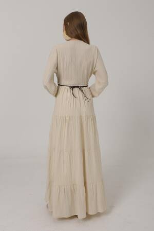 Half Button Front Long Sleeve Belted Dress - Brand: Reyon - Women's Clothing Wholesale - Globality Store