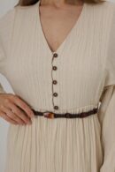 Half Button Front Long Sleeve Belted Dress - Brand: Reyon - Women's Clothing Wholesale - Globality Store