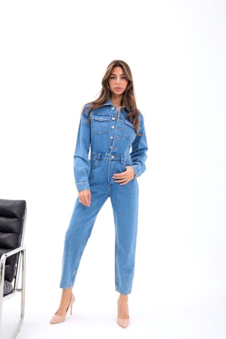 Denim Jumpsuit - Blue - Brand: Fame - Women's Clothing Wholesale - Globality Store
