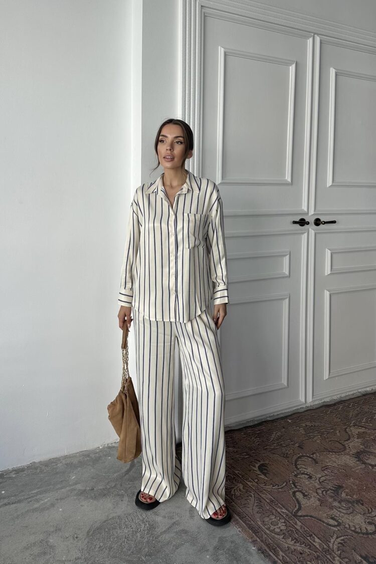 WholesaleStriped Satin Suit
