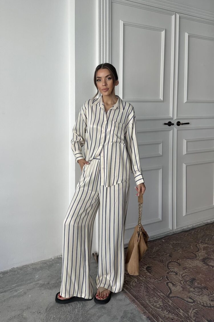 WholesaleStriped Satin Suit