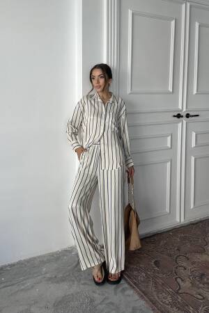 WholesaleStriped Satin Suit - Brand: Elisa - Women's Clothing Wholesale - Globality Store