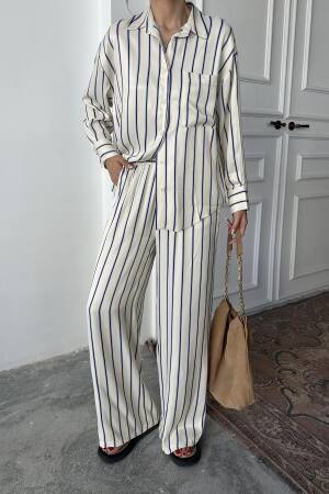 WholesaleStriped Satin Suit - Brand: Elisa - Women's Clothing Wholesale - Globality Store