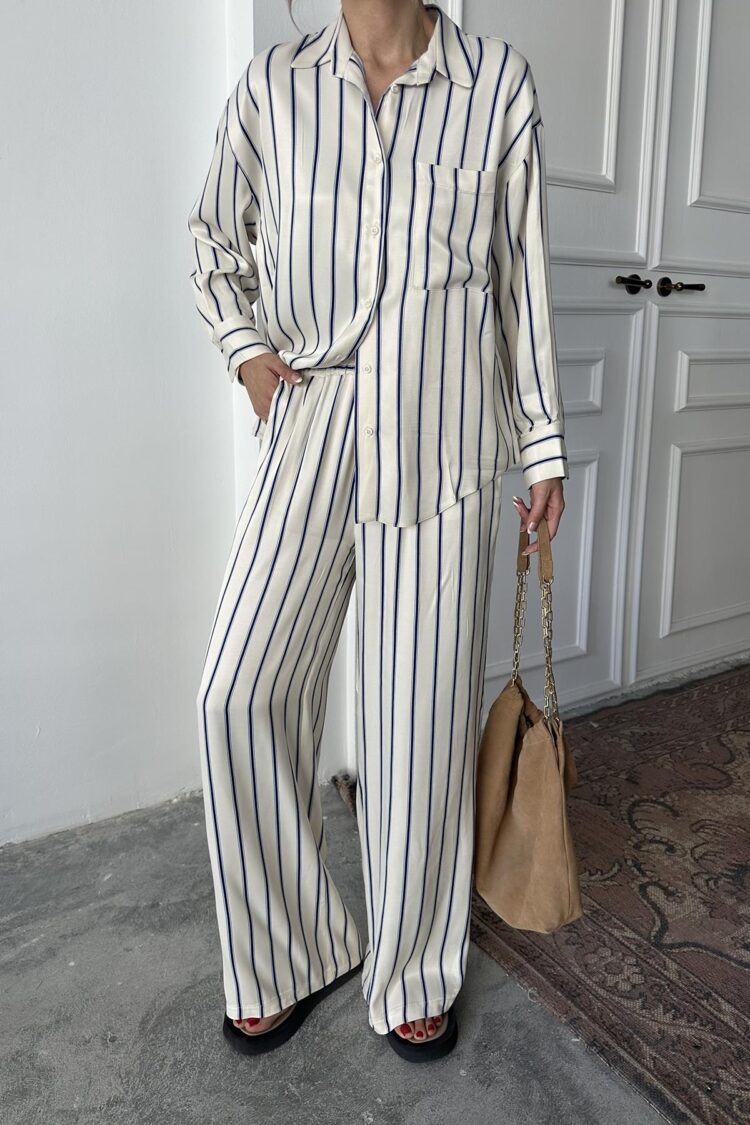 WholesaleStriped Satin Suit