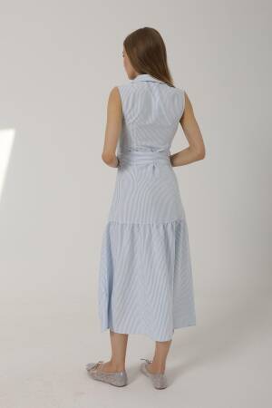 Striped Dress With Belt - Brand: Reyon - Women's Clothing Wholesale - Globality Store