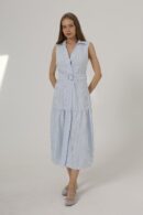 Striped Dress With Belt - Brand: Reyon - Women's Clothing Wholesale - Globality Store