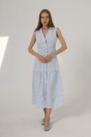 Striped Dress With Belt - Brand: Reyon - Women's Clothing Wholesale - Globality Store