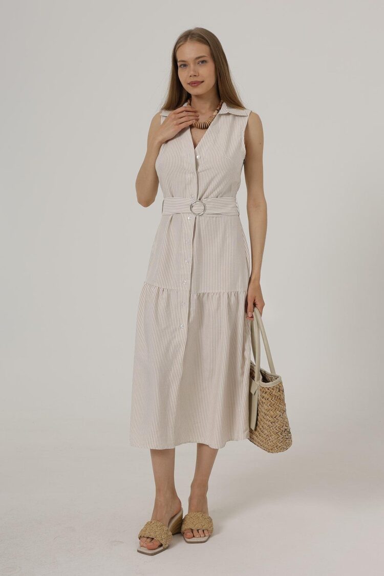 Striped Dress With Belt