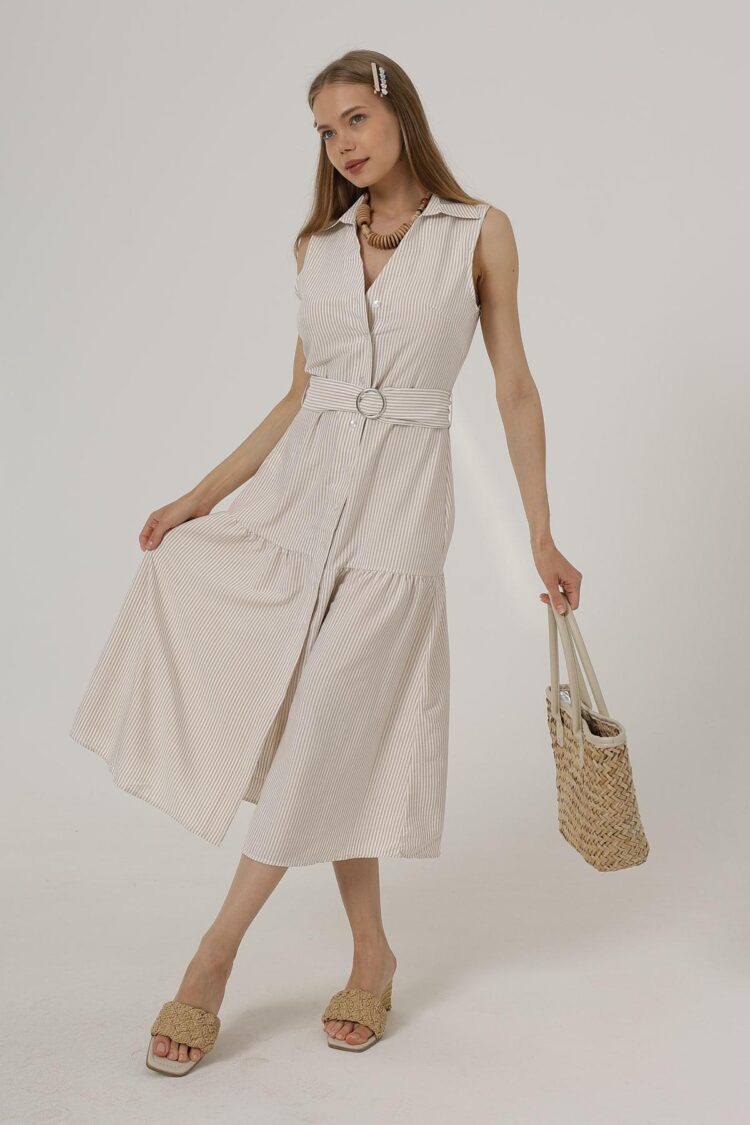 Striped Dress With Belt