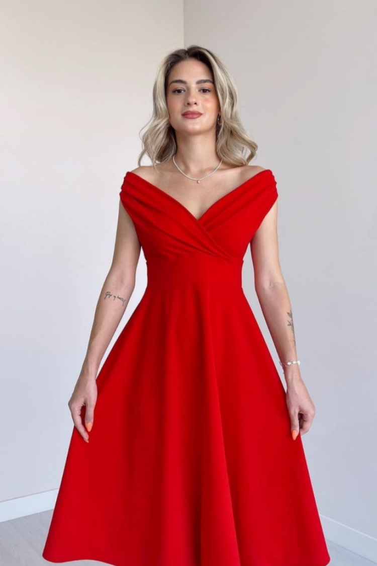 Women's Short Sleeve Double Collar Skirt Ruffle Crepe Dress