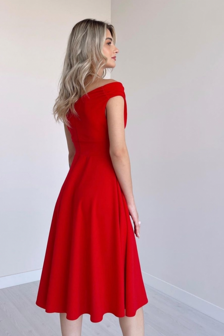 Women's Short Sleeve Double Collar Skirt Ruffle Crepe Dress