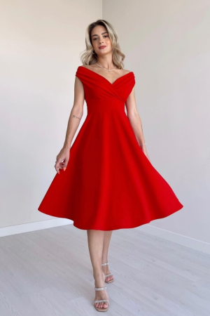 Women's Short Sleeve Double Collar Skirt Ruffle Crepe Dress - Brand: Janes - Women's Clothing Wholesale - Globality Store
