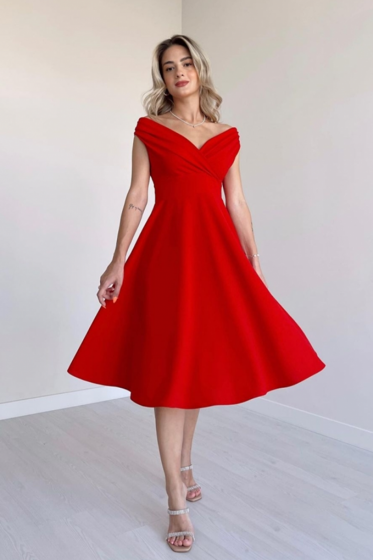 Women's Short Sleeve Double Collar Skirt Ruffle Crepe Dress - Brand: Janes - Women's Clothing Wholesale - Globality Store