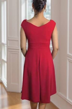 Women's Short Sleeve Double Collar Skirt Ruffle Crepe Dress - Brand: Janes - Women's Clothing Wholesale - Globality Store