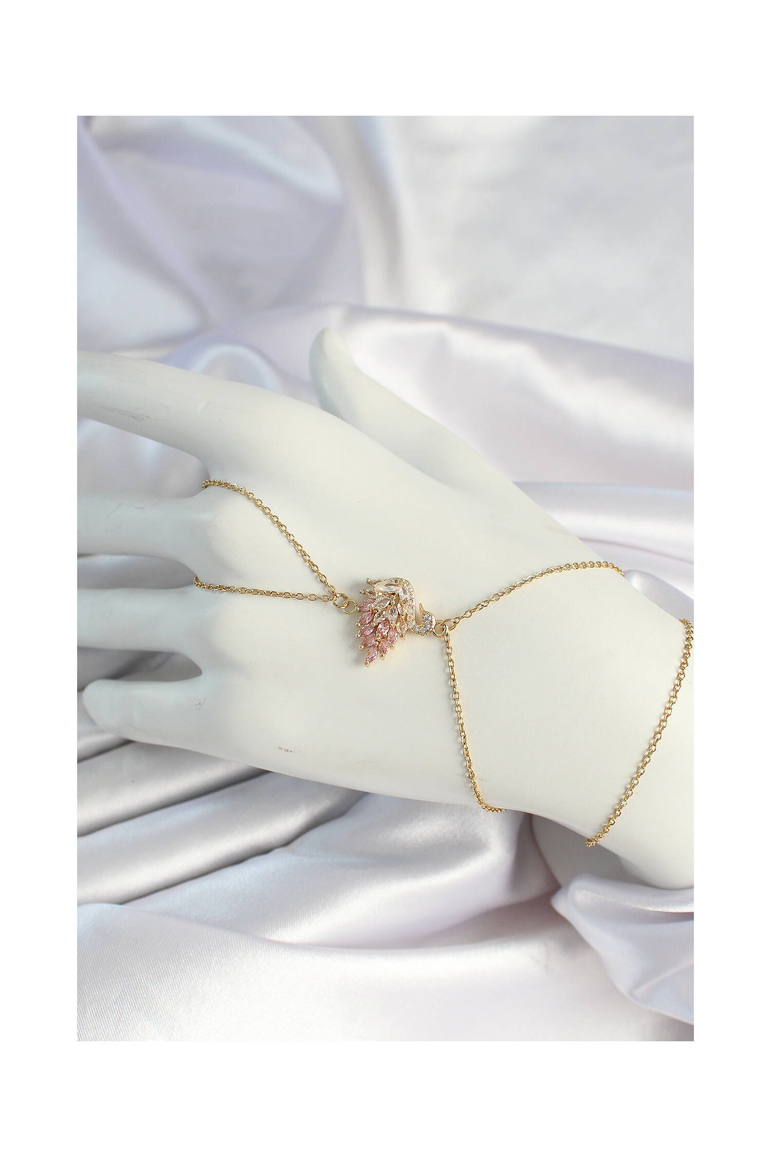 316l Steel Gold Color Zircon Stone Swan Figured Shakhmeran - Brand: Ebijuteri - Women's Clothing Wholesale - Globality Store