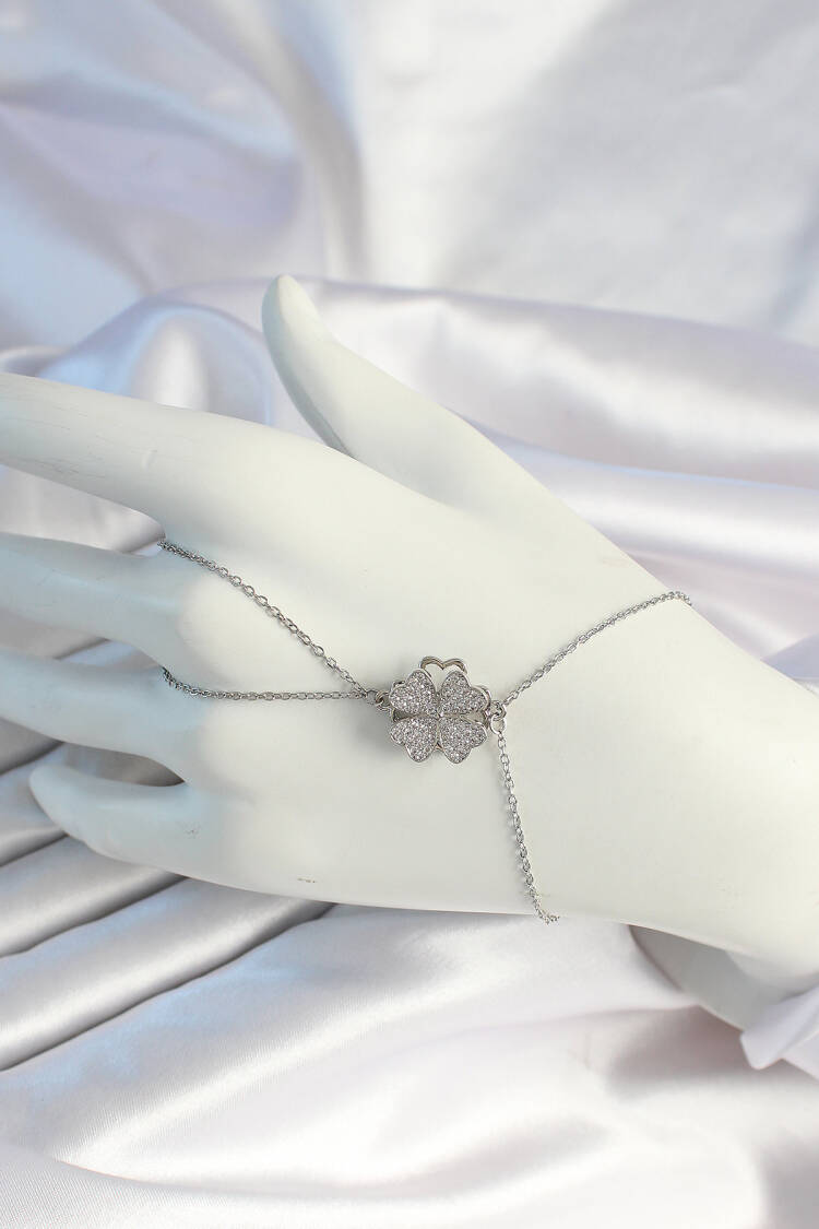316l Steel Chain Silver Color Rotating Clover Shakhmeran - Brand: Ebijuteri - Women's Clothing Wholesale - Globality Store