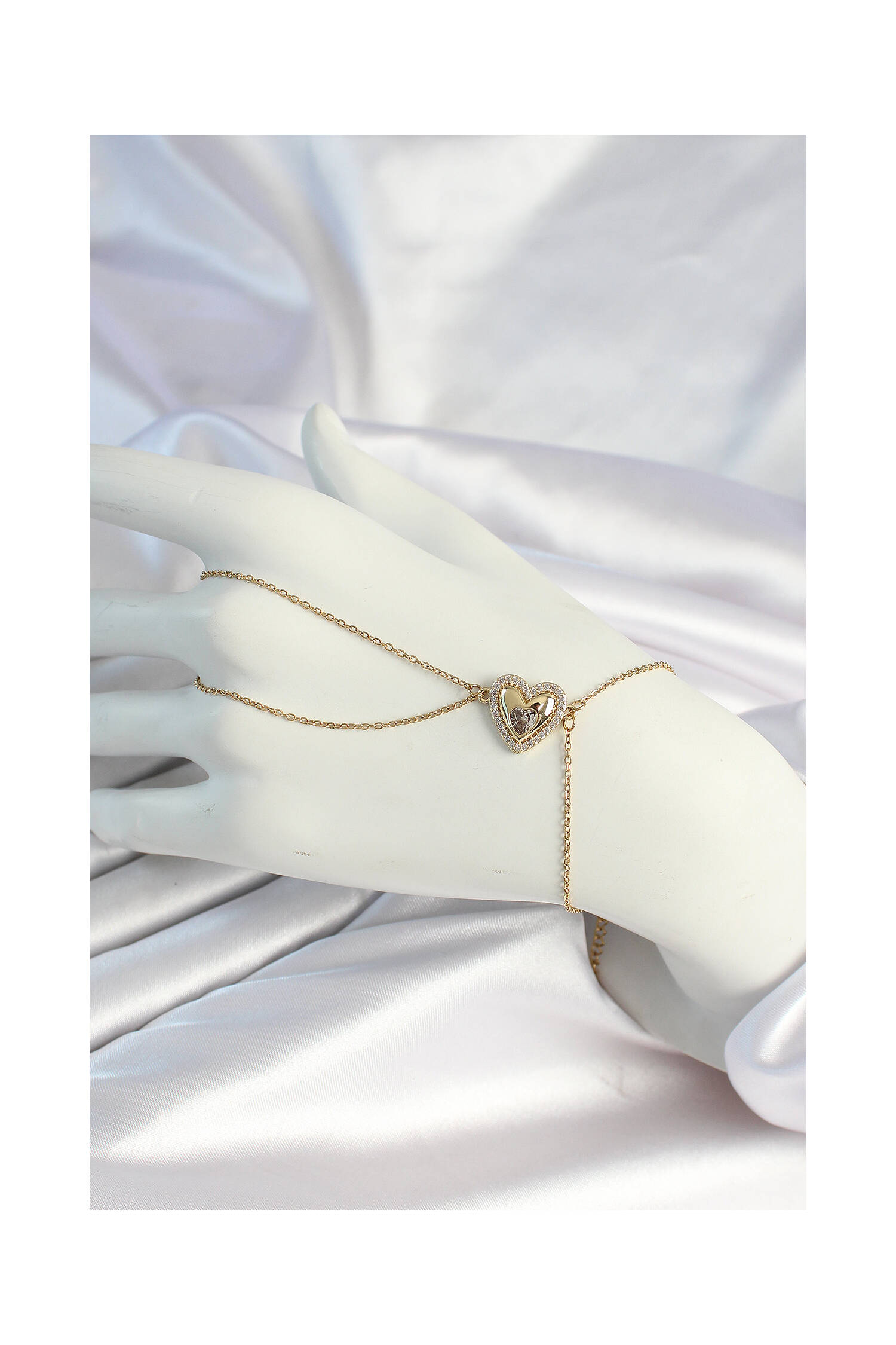 Gold Color Heart Figured Shakhmeran With 316l Steel Chain - Brand: Ebijuteri - Women's Clothing Wholesale - Globality Store