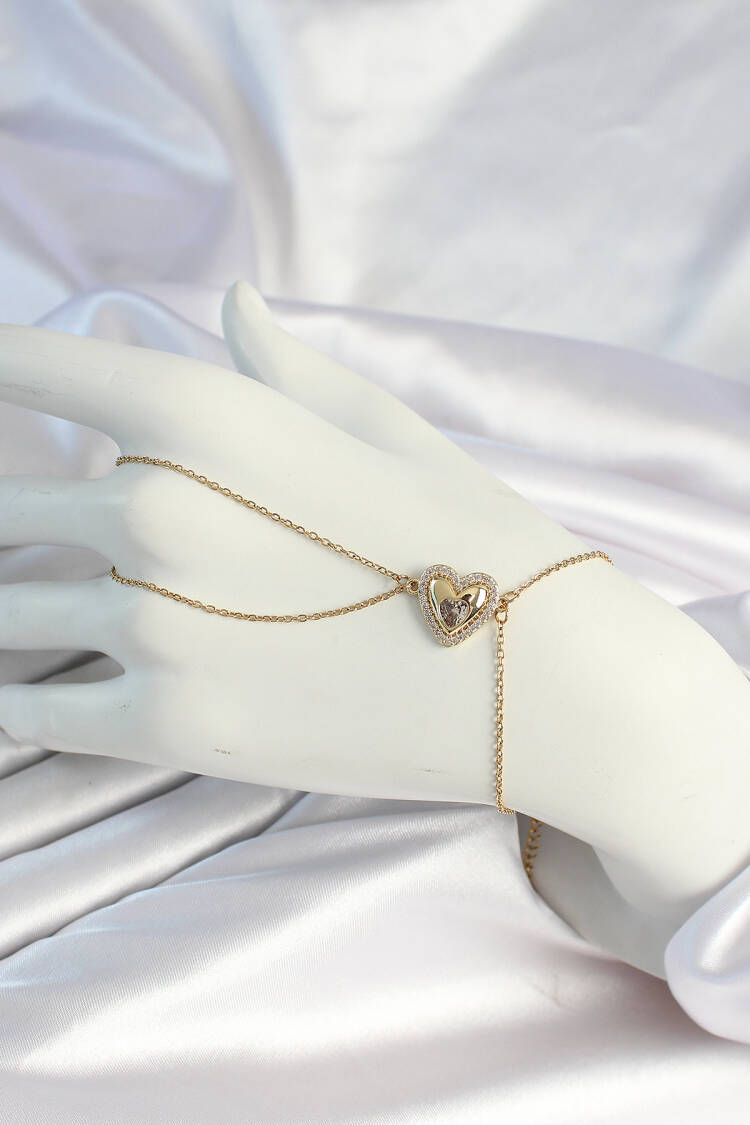 Gold Color Heart Figured Shakhmeran With 316l Steel Chain - Brand: Ebijuteri - Women's Clothing Wholesale - Globality Store
