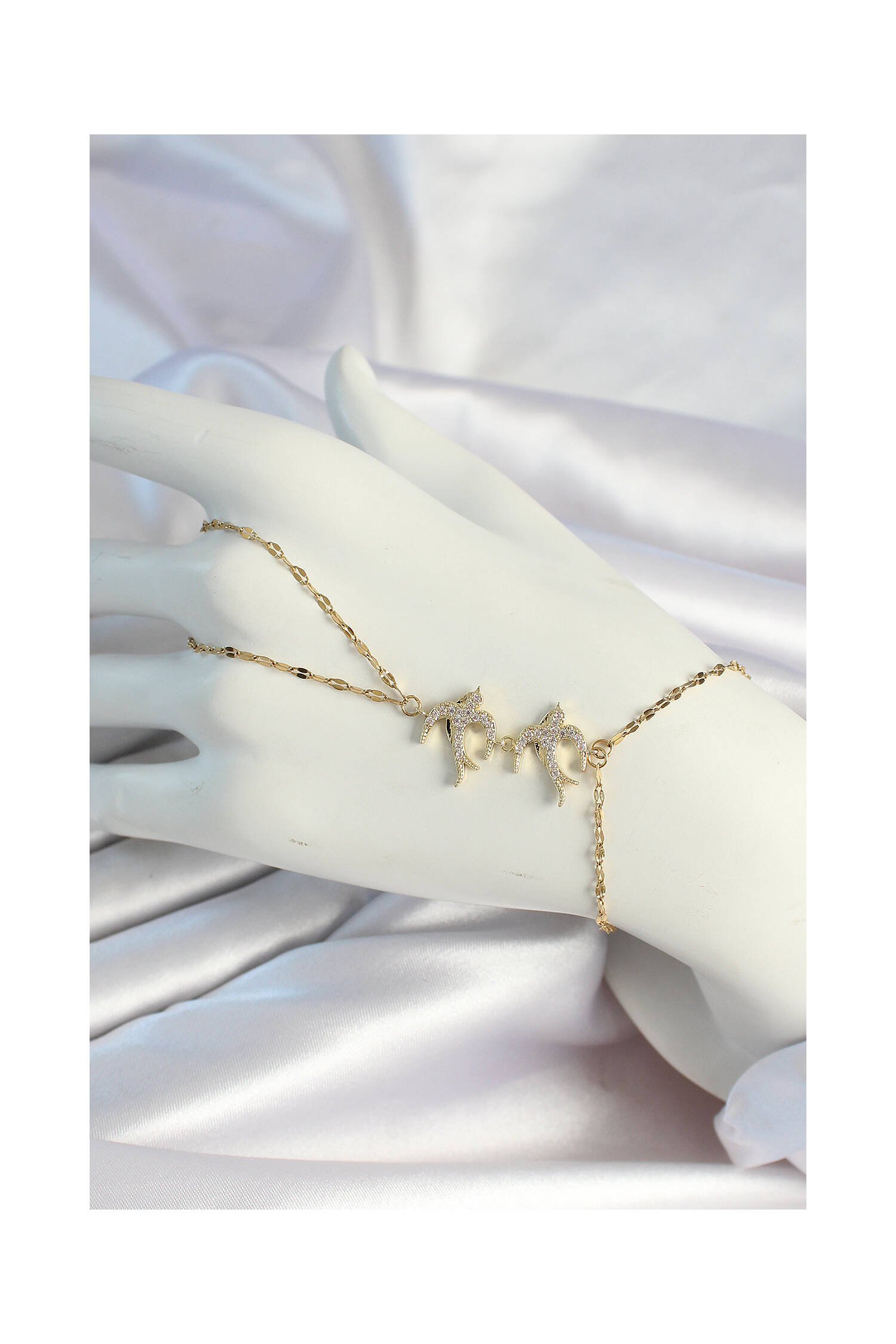 Gold Color Bird Figured Shakhmeran With 316l Steel Chain - Brand: Ebijuteri - Women's Clothing Wholesale - Globality Store
