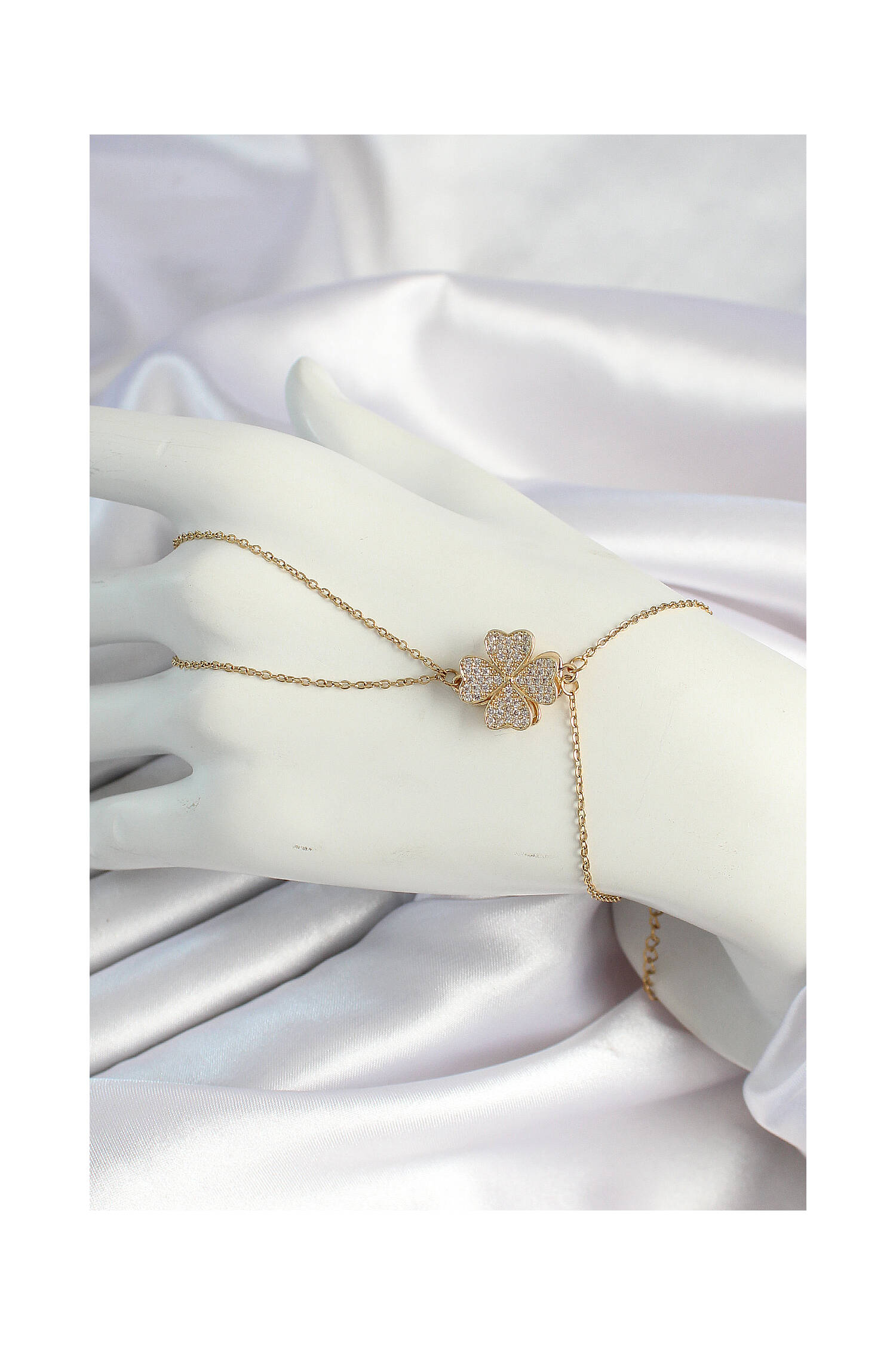 316l Steel Gold Color Chain Swirling Clover Figured Shakhmeran - Brand: Ebijuteri - Women's Clothing Wholesale - Globality Store