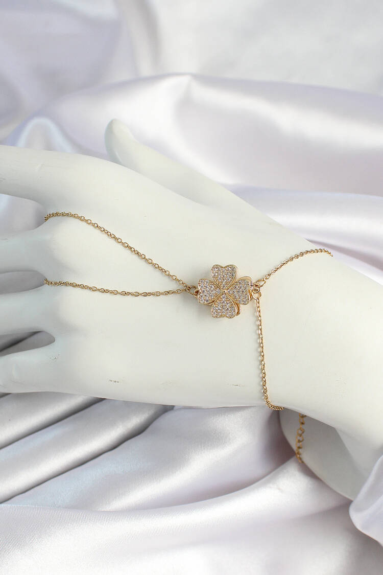 316l Steel Gold Color Chain Swirling Clover Figured Shakhmeran - Brand: Ebijuteri - Women's Clothing Wholesale - Globality Store