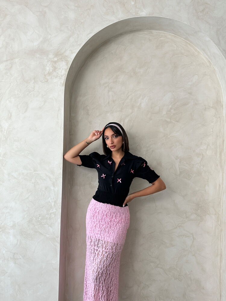 D1779 Sleeve-Length Skirt Buttoned Shirt