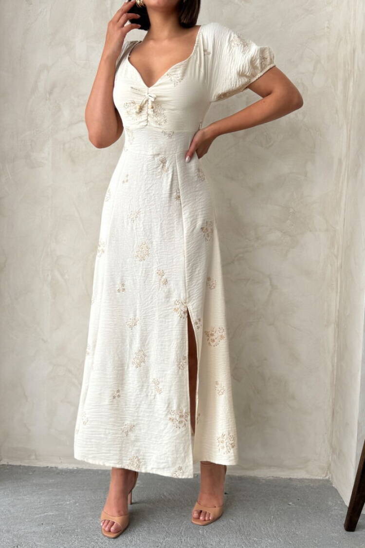 Embroidered Linen Dress