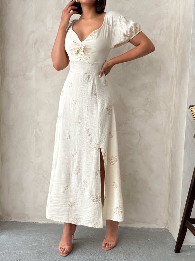 Embroidered Linen Dress