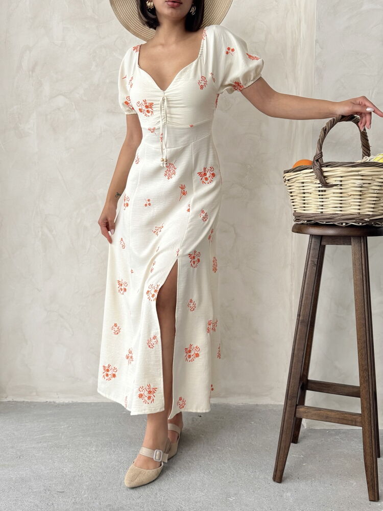 Embroidered Linen Dress