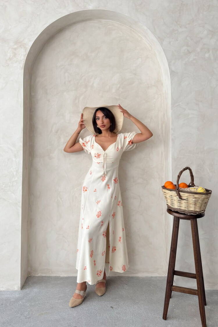 Embroidered Linen Dress