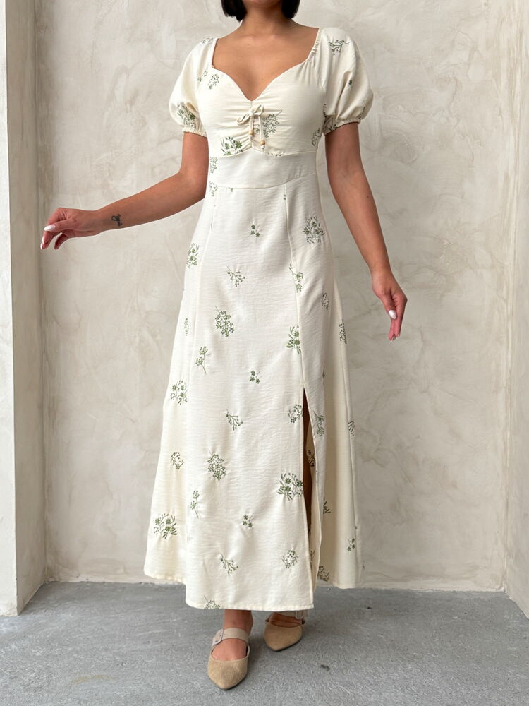 Embroidered Linen Dress