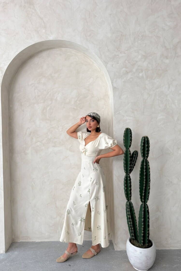 Embroidered Linen Dress