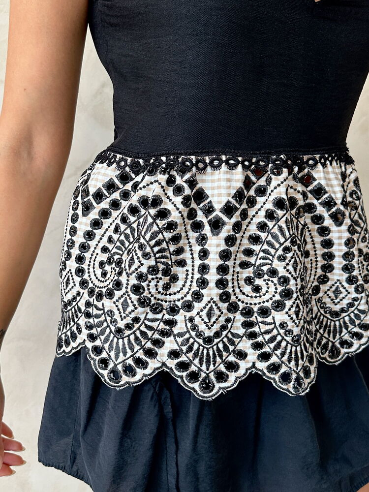 Embroidered Sleeveless Blouse -Stone
