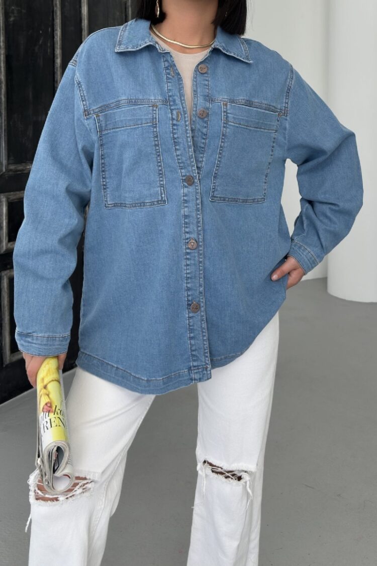 Denim Shirt With Pockets - Brand: XLove - Women's Clothing Wholesale - Globality Store