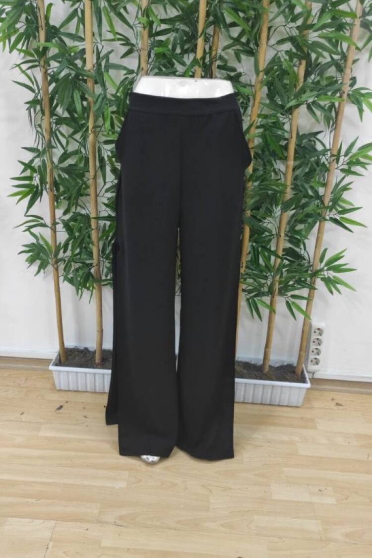 Women's High Waist Side Zipper Slit Wide Leg Aerobin Pants