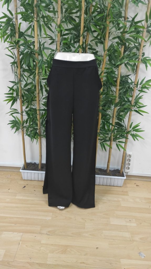 Women's High Waist Side Zipper Slit Wide Leg Aerobin Pants