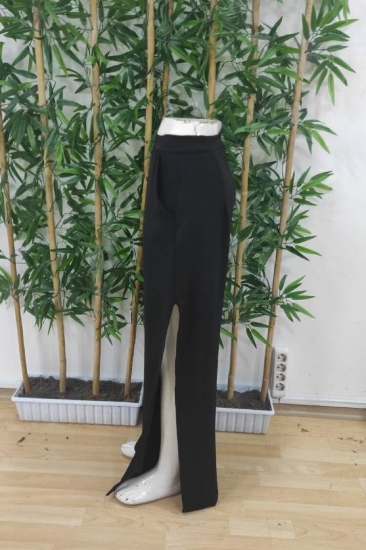 Women's High Waist Side Zipper Slit Wide Leg Aerobin Pants