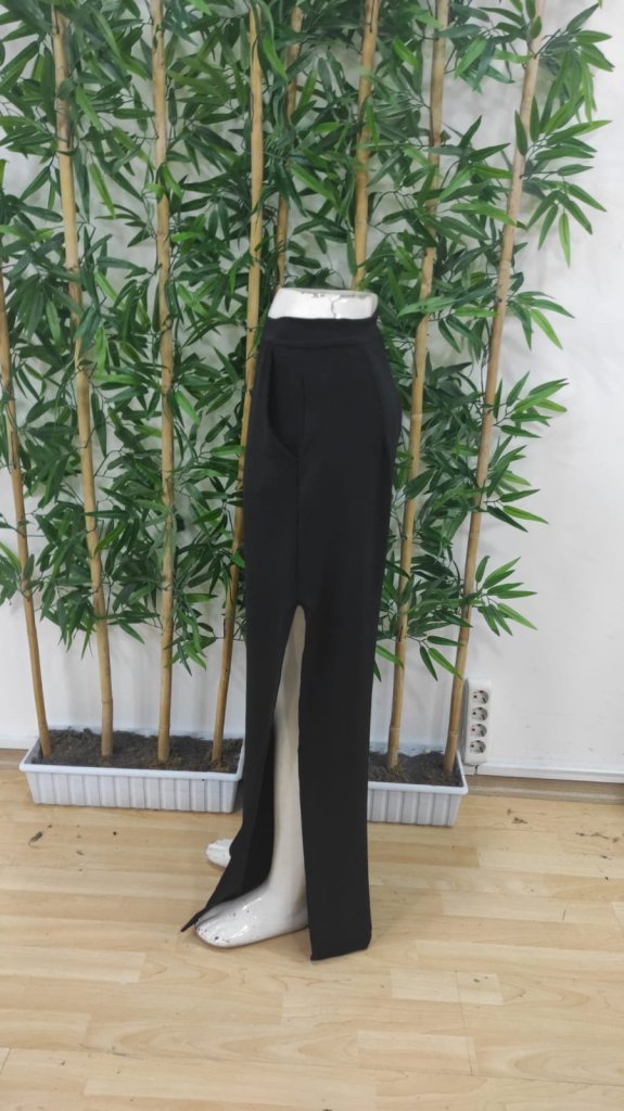 Women's High Waist Side Zipper Slit Wide Leg Aerobin Pants