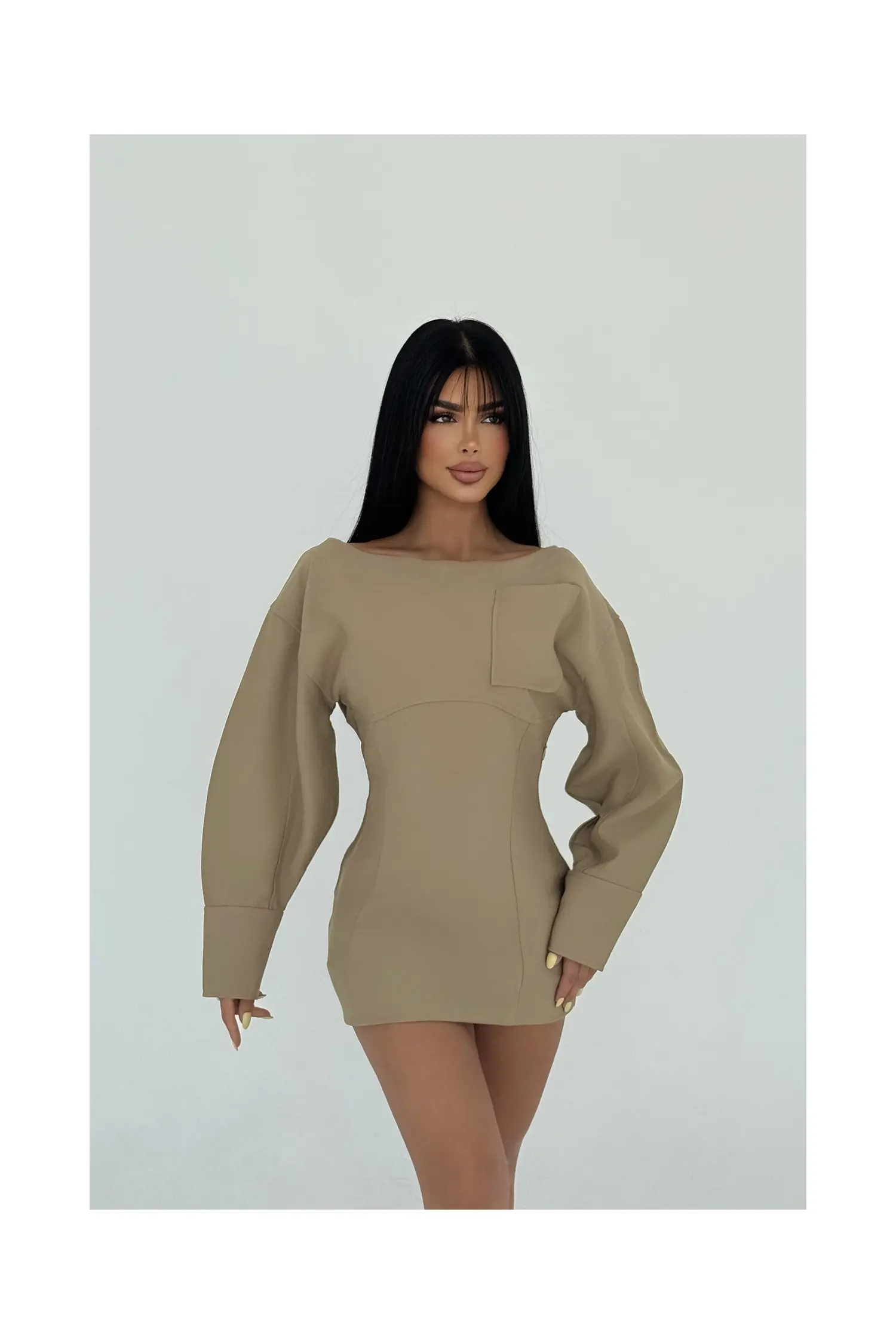 Pocket Detail Long Dress - Brand: EYYO ATELIER - Women's Clothing Wholesale - Globality Store