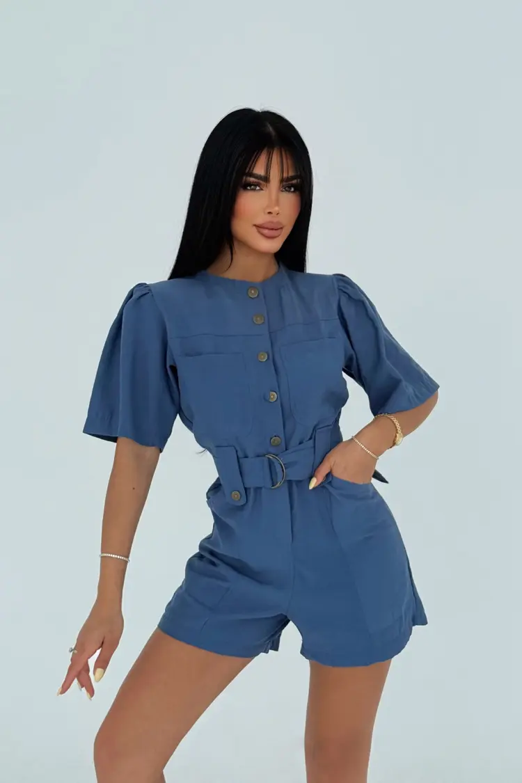 Pocket Detail Buttoned Jumpsuit - Brand: EYYO ATELIER - Women's Clothing Wholesale - Globality Store