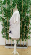 Women's Short Sleeve Crew Neck Cat Printed Suprem Blouse - White - Brand: Janes - Women's Clothing Wholesale - Globality Store